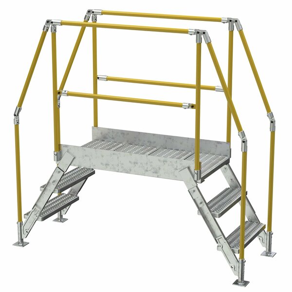 Vestil 3 Step Galvanized Steel Cross-Over Ladder 78"x72.15" 500lb Capacity COL-3-26-33-HDG